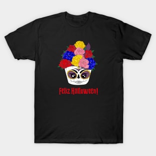 Cute and creepy espanol Halloween Catrina cupcake T-Shirt